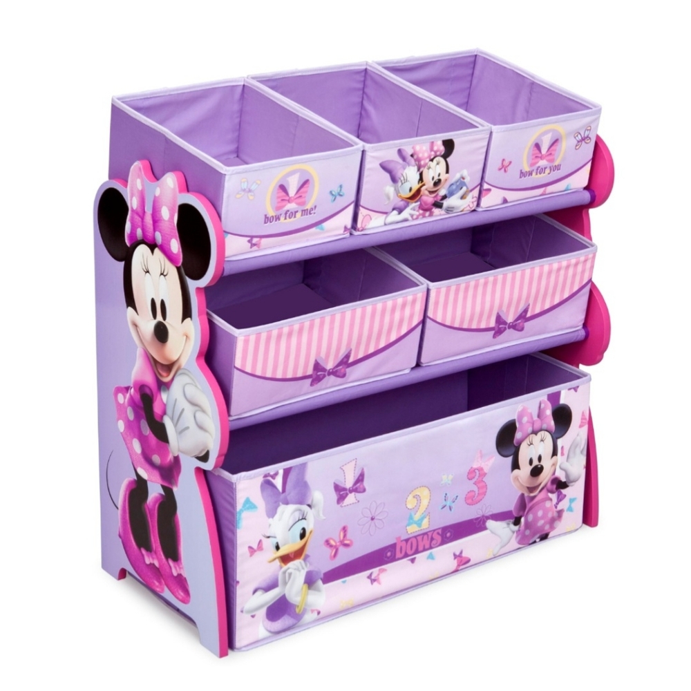 Minnie mouse Delta children wooden sling multi bin toy storage organizer.